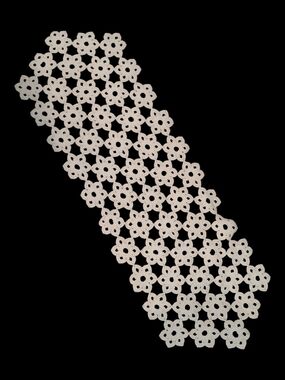 VTG Handmade Ecru Floral Crocheted Lace Table Runner Topper Doilie 35"x12"